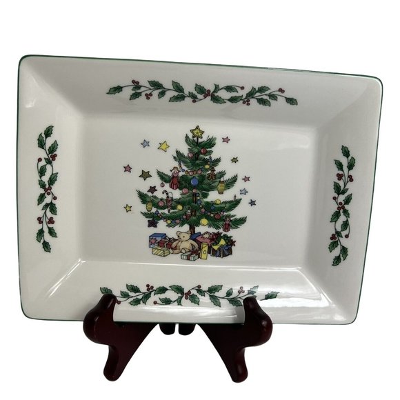 Nikko Rectangular Tray 8 3/4" Christmas Tree Holiday Japan Table Wear Decor Xmas - Picture 4 of 12